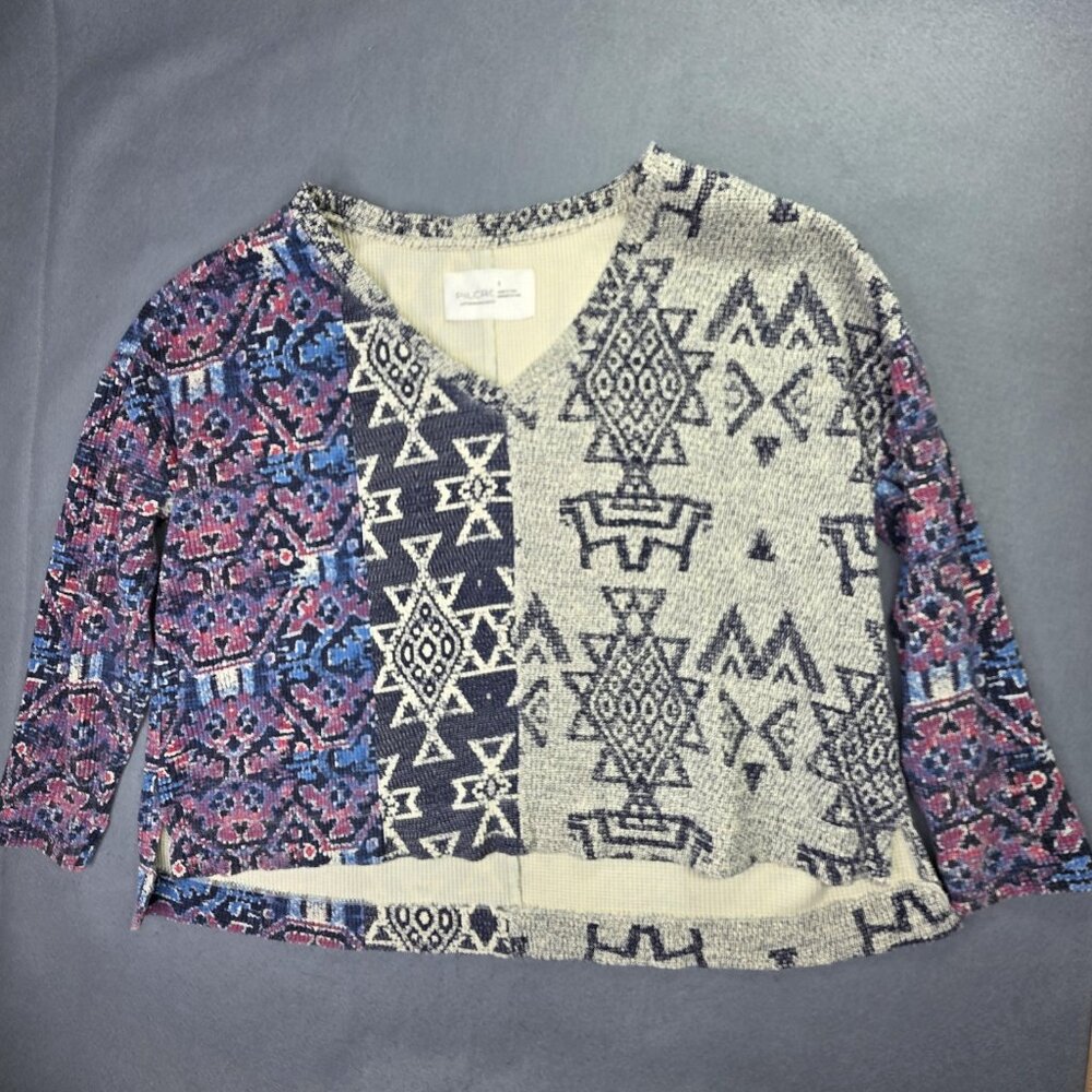 Anthropologie Top Women Small Patchwork Relaxed Cotton Boxy Boho Hippie Casual - Picture 13 of 13